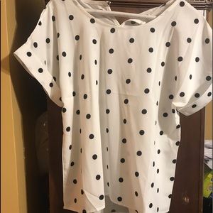 White & Blk Poka Dot Blouse